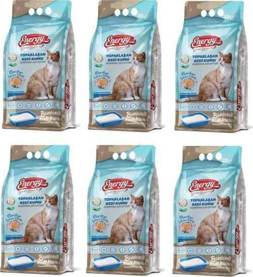 Bentonit Kedi Kumu Marsilya Sabunu Kokulu 10 Lt - 6 Paket - Toplam 60 Lt