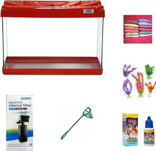 3518 Akvaryum Hazır Set Kırmızı 35 CM