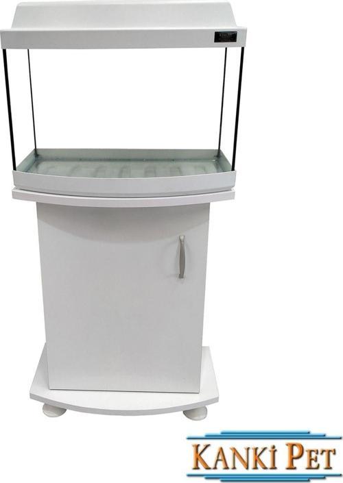 50 Cm Bombeli Akvaryum Ve Sehpası Takım Beyaz Sepha 50 cm