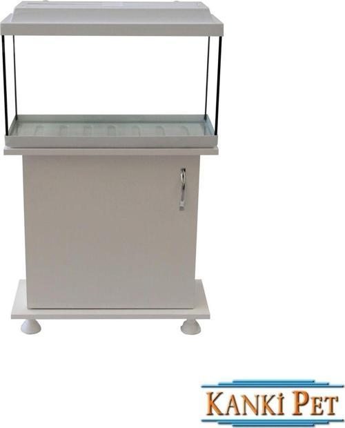 65 Cm Düz Akvaryum ve sehpası takım Beyaz