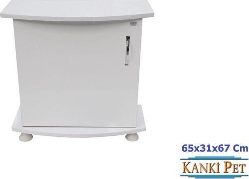 Bombeli Beyaz Akvaryum Sehpa 65 Cm