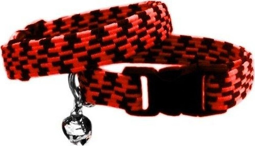 Elastik Örme Kedi Tasması Kırmızı-Siyah 10 mm A=23/32 cm