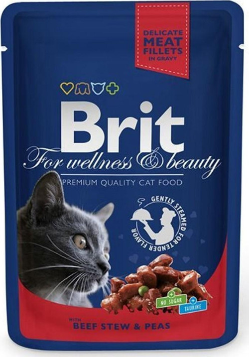 Premium Cat Pouches with Beef Stew & Peas 100 gr