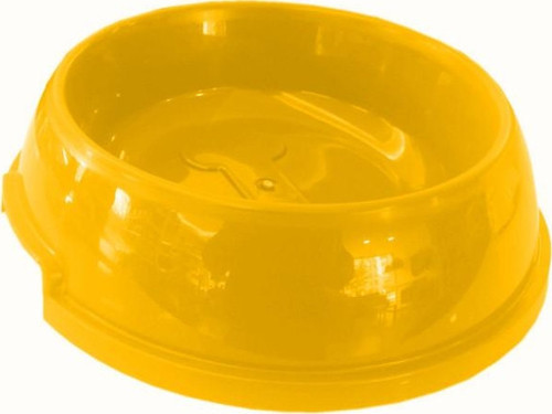 Köpek Mama Su Kabı Kemik Desenli 750 ml Sarı