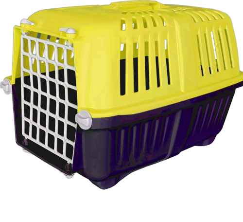 Sert Plastik Kedi Köpek Taşıma Çantası 28 X 44 X 32 cm Sarı Gri