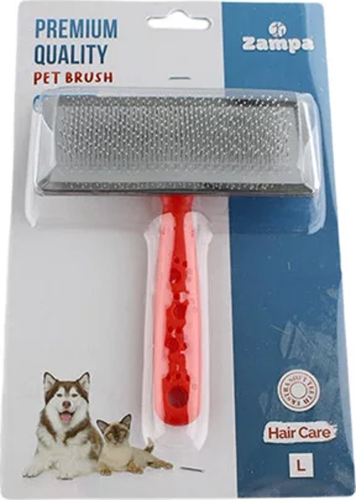 Zampa Slikon Top Başlıklı Kedi ve Köpek Fırçası Large 14x11.5cm, Kırmızı