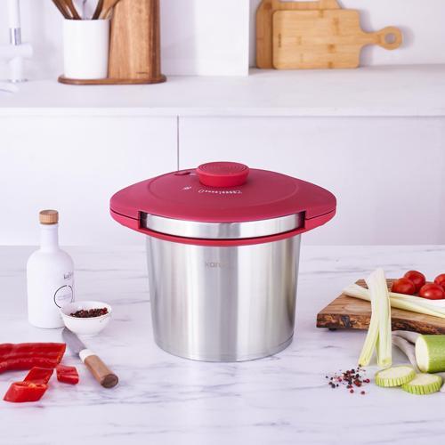 Circle İndüksiyon Tabanlı Düdüklü Tencere 6 Lt Kırmızı