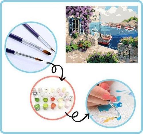 Kayıkçı Limanı Sayılarla Boyama Seti 40x50cm Tuval