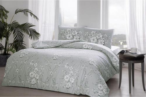 Lily Gri Çift Kişilik Nevresim Takımı