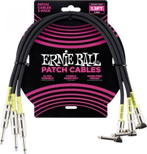 ERNIE BALL P06076 Düz / L Uç Siyah Yeşil Desenli 3lü Paket Patch Kablo