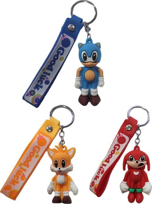 3 lü Anahtarlık Seti Sonic + Knuckles + Tails Anahtarlık - Sonic Çocuk Anahtarlık