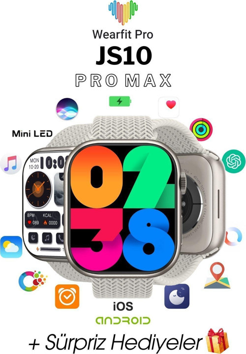 Wearfit Js10 Pro Max Akıllı Kol Saati 49 mm Miniled Ekran Gri