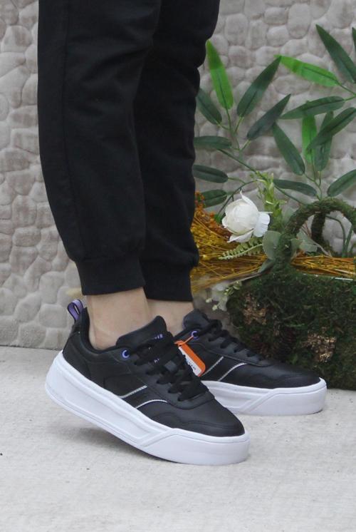Adexa Pu W Siyah Beyaz Hafif Rahat  Ürün Sneaker Kadın Ayakkabı