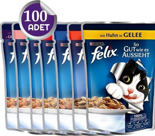 100 Adet Karışık Kedi Poşet Konserve
