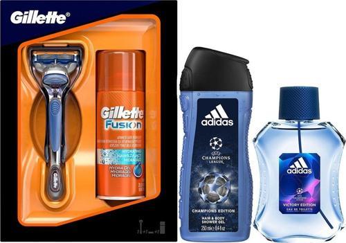 Fusion Traş Makinesi + 75 ml Jel + Parfüm + Adidas Duş Jeli 250 ml