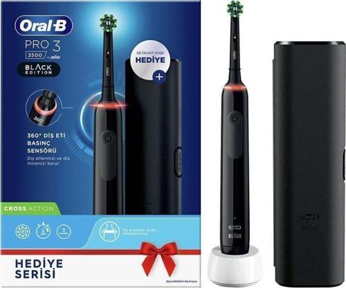 Oral B Pro 3 3500 Serisi Şarjlı Diş Fırçası (siyah)+ Seyahat Kabı