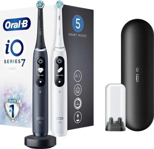 Oral-B İO 7 Siyah/Beyaz 2'li Şarjlı Diş Fırçası Seti