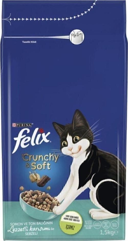 Crunchy & Soft Somon Ve Ton Balıklı Kedi Kuru Mama 1.5 Kg