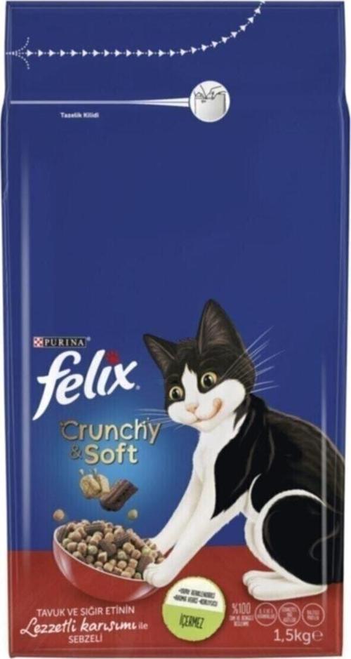 Crunchy & Soft Tavuk Ve Sığır Etli Kedi Kuru Mama 1.5 Kg