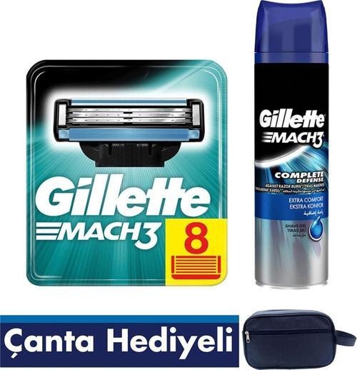 Mach3 Tıraş Bıçağı Paketi (8'Li Bıçak + Jel+ Seyahat Çantası)