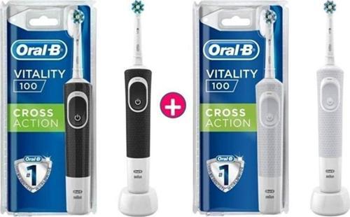 D100 Cross Action Siyah Beyaz Şarjlı Diş Fırçası