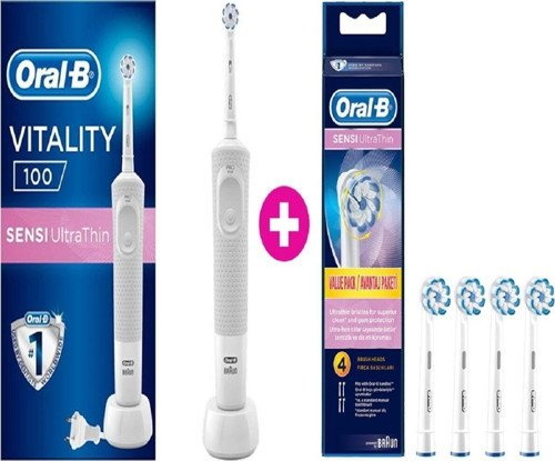 Vitality 100 Sensi Ultra Thin Şarjlı Diş Fırçası + 4'lü Yedek Başlık