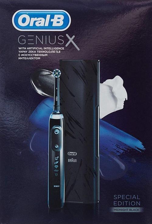 Genius X Yapay Zeka Destekli Şarj Edilebilir Diş Fırçası, Özel Seri Siyah + Seyahat Kabı