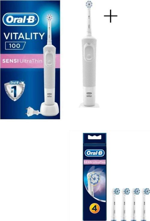 Oral B D100 Ultra Thin Şarjlı Diş Fırçası +oral B Ultra Thin 4 Lü Yedek Başlık