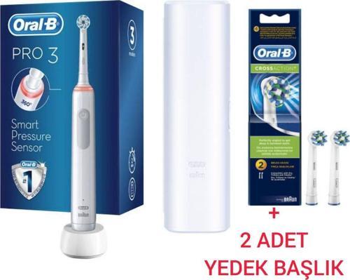 Oral B Pro 3500 Şarjlı Diş Fırçası Ve Seyahat Kabı + 2 Li Cross Action Yedek Başlık