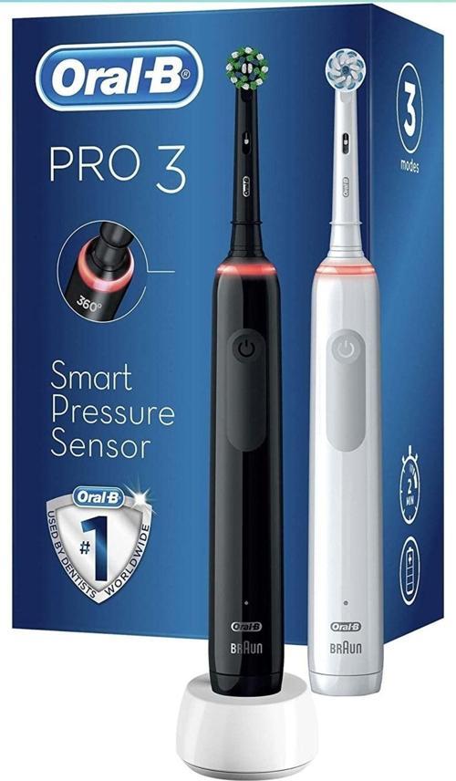 Oral B Pro-3 3900 Şarj Edilebilir. 2'li Siyah&beyaz