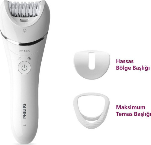BRE700/05 Epilatör (Yüz+Koltuk altı+Bikini Bölgesi+Bacak)Islak-Kuru,Işıklı,Kablosuz