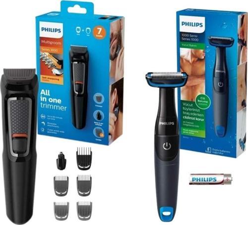 Saç Sakal Düzeltme Şekillendirme ve Vücut Tıraş Makinesi Pilli 2in1 Paket