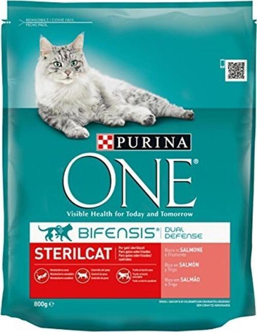 One Bifensis Yetişkin Ve Kısırlaştırılmış Kediler Için Somonlu Tam Kuru Kedi Maması 800gr