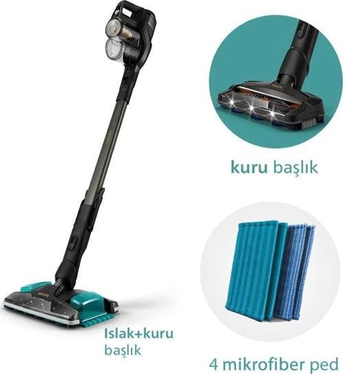 Speedpro Max Aqua Plus Kablosuz Dikey Süpürge Xc8349/01+ Xv1700/01 4 Mikrofiber Ped