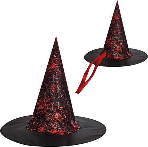 Halloween Cadılar Bayramı Cadı Şapkası KIRMIZI Halovin Partisi Kostüm Aksesuarları