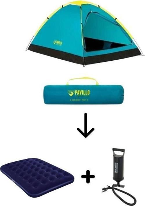 Lüks Pavillo Kamp Seti 3 Kişilik Çadır + Çift Kişilik Şişme Yatak + Pompa