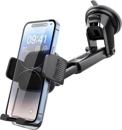 Teleskopic Vantuzlu Torpido Üzeri Ve Cama Yapışan Araç Telefon Tutucu 360 Döner Başlık