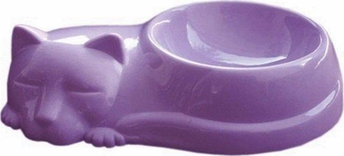 Kedi Figürlü Kedi Mama Ve Su Kabı Eflatun 250 ml