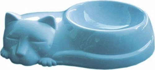 Kedi Figürlü Kedi Mama Ve Su Kabı Mavi 250 ml