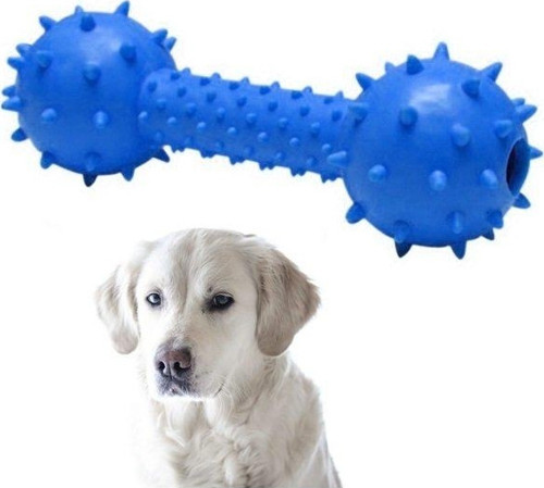 Sesli Dikenli Dambıl Köpek Oyuncağı 14 cm Mavi