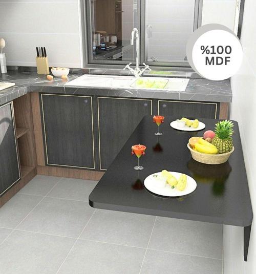 45X72 Cm Oval Köşeli Kırma Katlanır Duvara Monte Masa