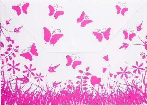 Çıtçıtlı Dosya Kelebek Desenli A4 Pembe