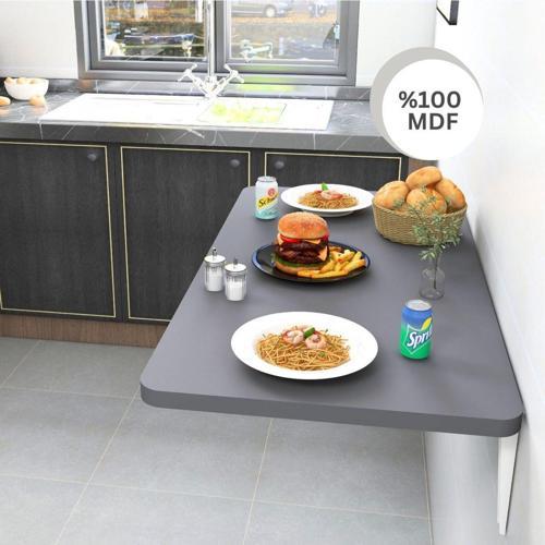 60X90 Cm Oval Köşeli Duvara Monte Kırma Katlanır Masa