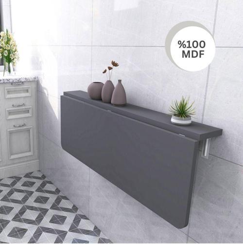 60X90 Cm Oval Köşeli Sabit Raflı Duvara Monte Kırma Katlanır Yemek Masası