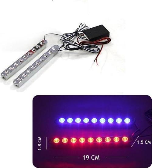 2x9 Led Panjur İçi Çakar Lamba 9W Kırmızı-Mavi /LAPA178