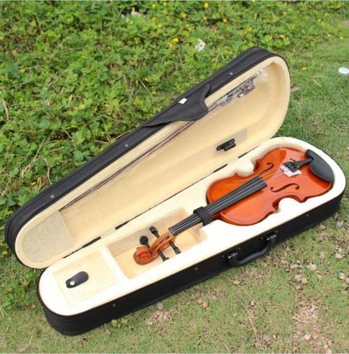 Masif Ağaç Orta Düzey 4/4 Tam Boy Parlak Cila Keman-Kutu-Yay-Reçine Ful Set