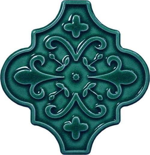 12X12 Ottoman Çiçekli Arabesk Yeşil Çini
