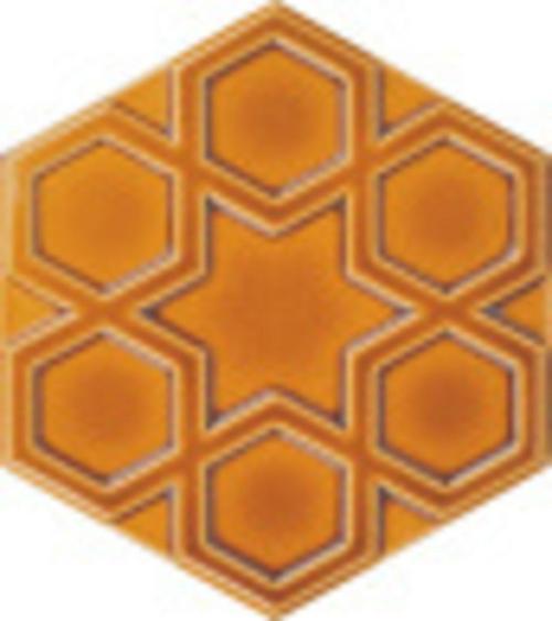 15X17 Cm Rölyefli Yıldız Karamel Altıgen Seramik