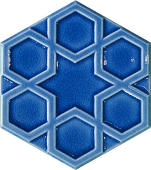 15X17 Cm Rölyefli Yıldız Kobalt Altıgen Seramik
