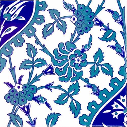 20X20 Cm Ac 42 Kütahya Cami Çinisi Iznik Desenli Seramik Çini Karo